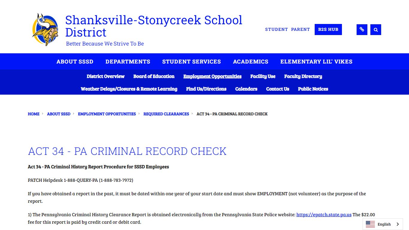 Act 34 - PA Criminal Record Check - Shanksville-Stonycreek School District